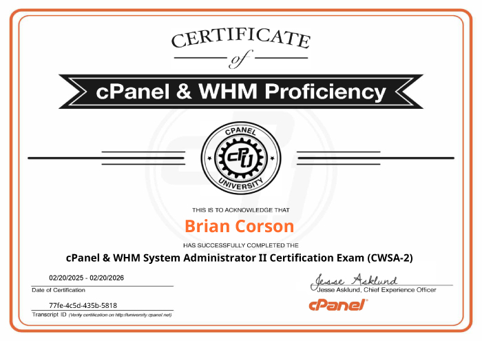 cPanel & WHM System Administrator II